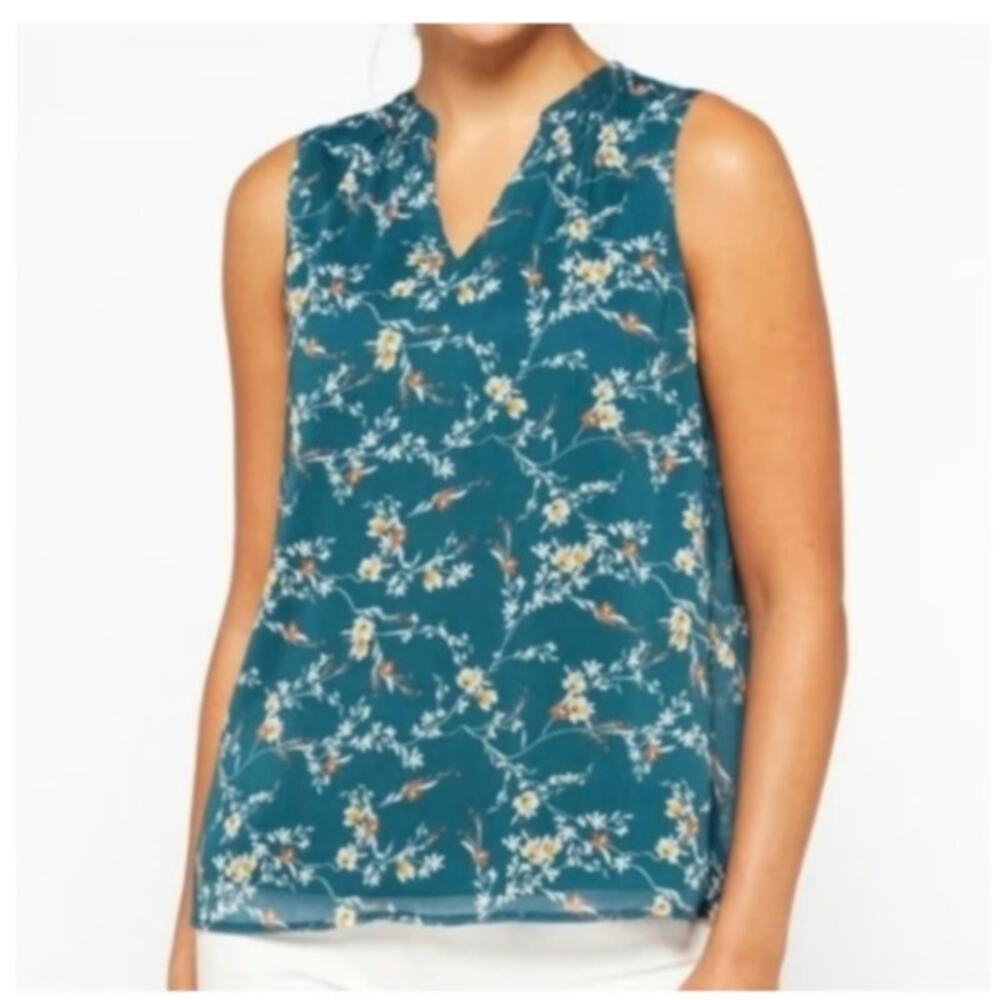 Floral Teal Sleeveless Top